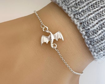 Delicate Sterling Silver Dragon Bracelet, Anklet, Dragon jewellery, Silver bracelet