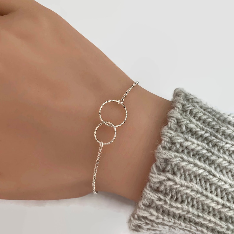 Two Entwined Circles Sterling Silver Bracelet Anklet  None
