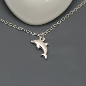 Tiny Dolphin Necklace in Sterling Silver