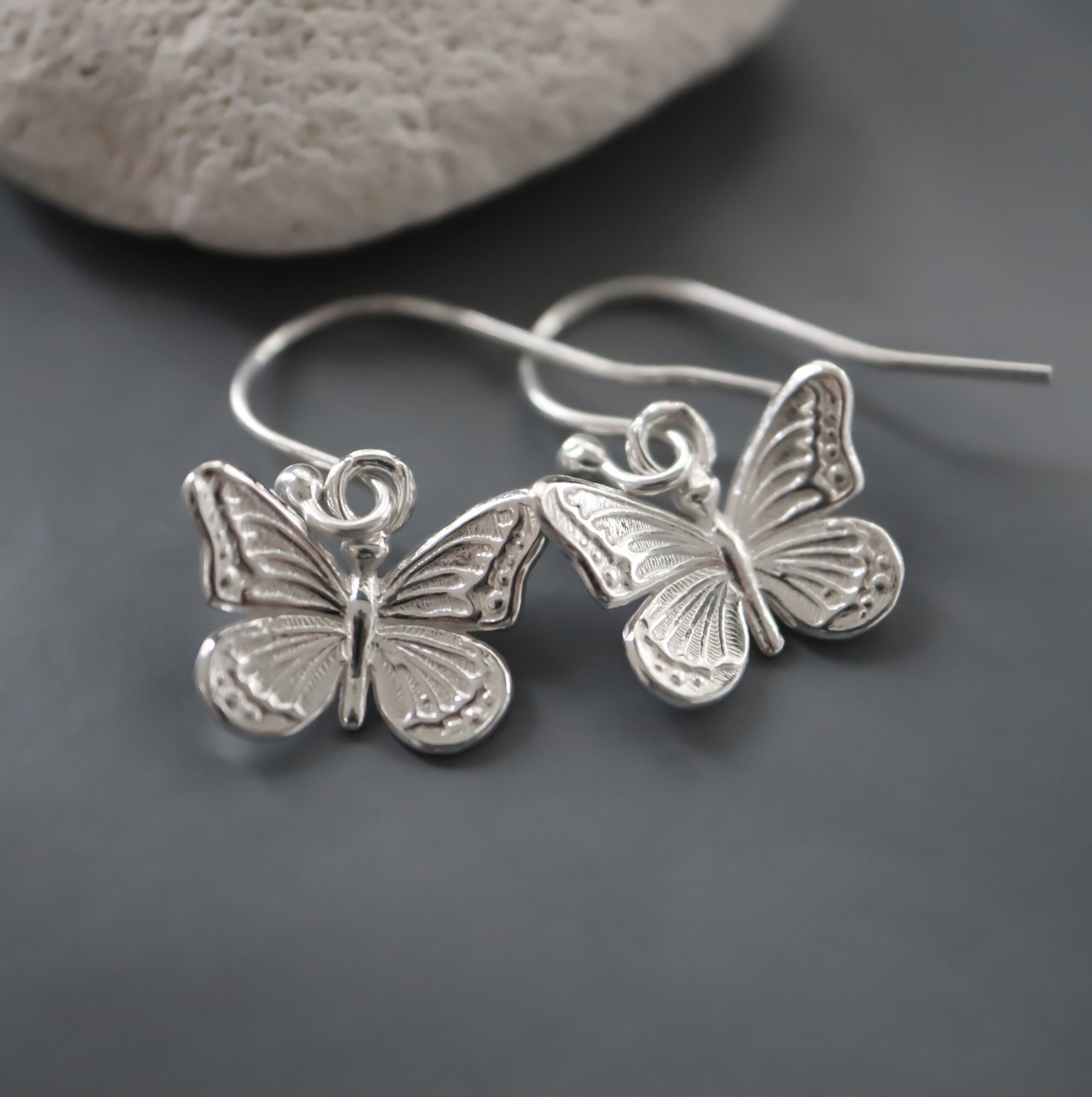 Sterling Silver Butterfly Earrings - Etsy
