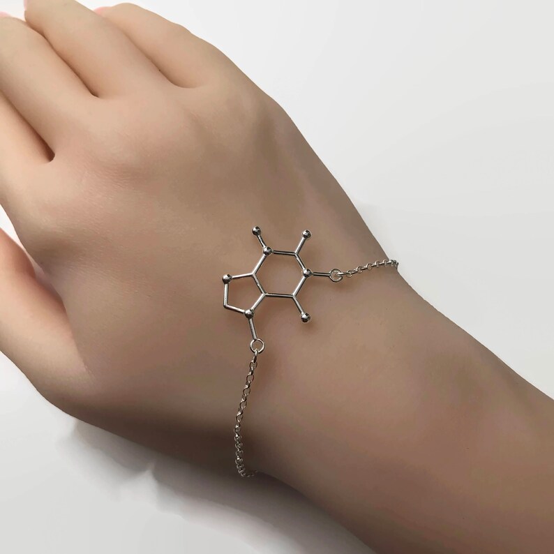 Sterling Silver Caffeine Bracelet Caffeine Molecule Chemistry Jewellery Science Jewellery