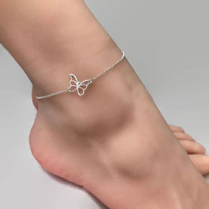 Sterling Silver Butterfly Anklet - Ankle bracelet, Sterling anklet, Silver anklet, Gift for her, Bridesmaid gift, Beach jewellery