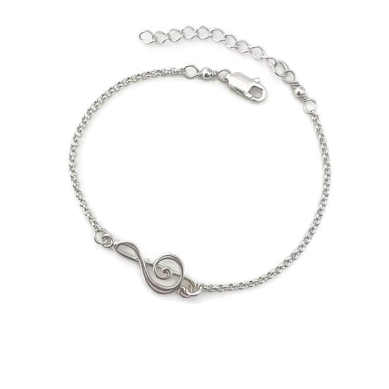 Adjustable Treble Clef Bracelet in Sterling Silver