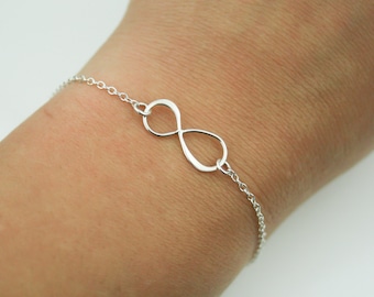 Infinity Bracelet in Sterling Silver - Friendship Bracelet - Adjustable Sterling Silver Infinity Bracelet