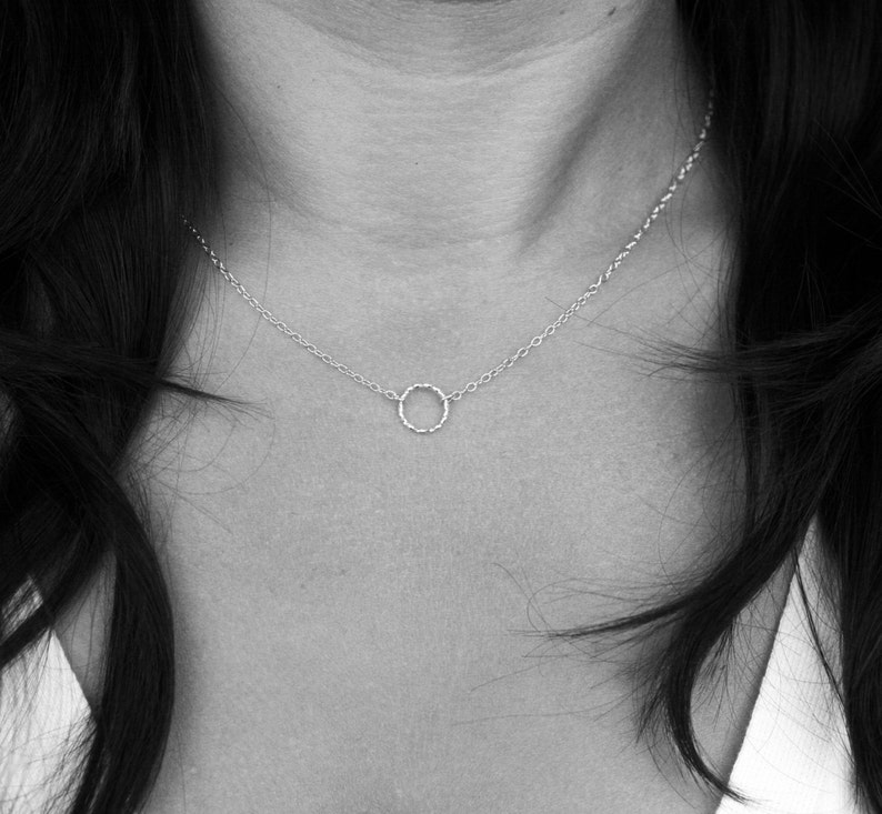 Karma Circle Necklace Eternity Necklace Tiny Circle Sterling Silver Necklace image 5