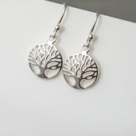 Sterling silver tree store of life earrings
