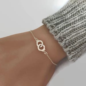 Sterling Silver Handcuff Bracelet - Adjustable Bracelet, Partners in Crime, Best friend, Sister bracelet, Friendship bracelet