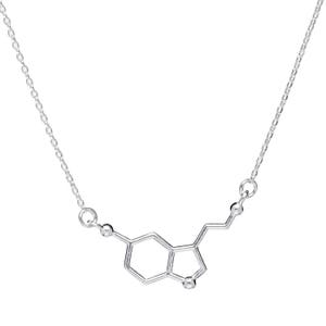 Collar de serotonina de plata de ley Molécula de serotonina, joyería científica, joyería química, collar de moléculas imagen 2