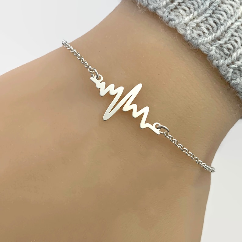 Heartbeat Bracelet in Sterling Silver Friendship Bracelet Etsy