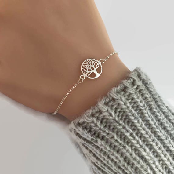 Tree of Life Bracelet Gift for Her Sterling Silver Tree of life Bracelet Tree Jewelry Friendship Bracelet Adjustable bracelet