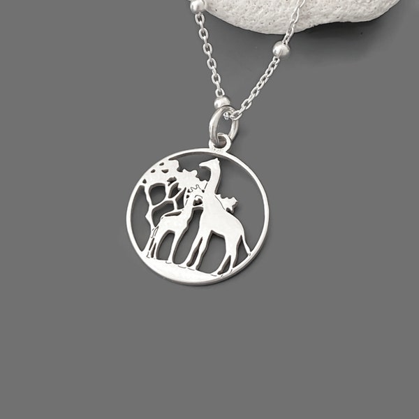 Collier girafe en argent sterling, argent sterling 925, bijoux girafe