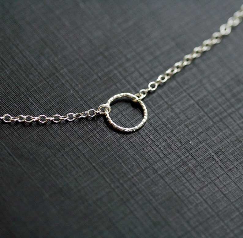 Karma Circle Necklace Eternity Necklace Tiny Circle Sterling Silver Necklace image 4