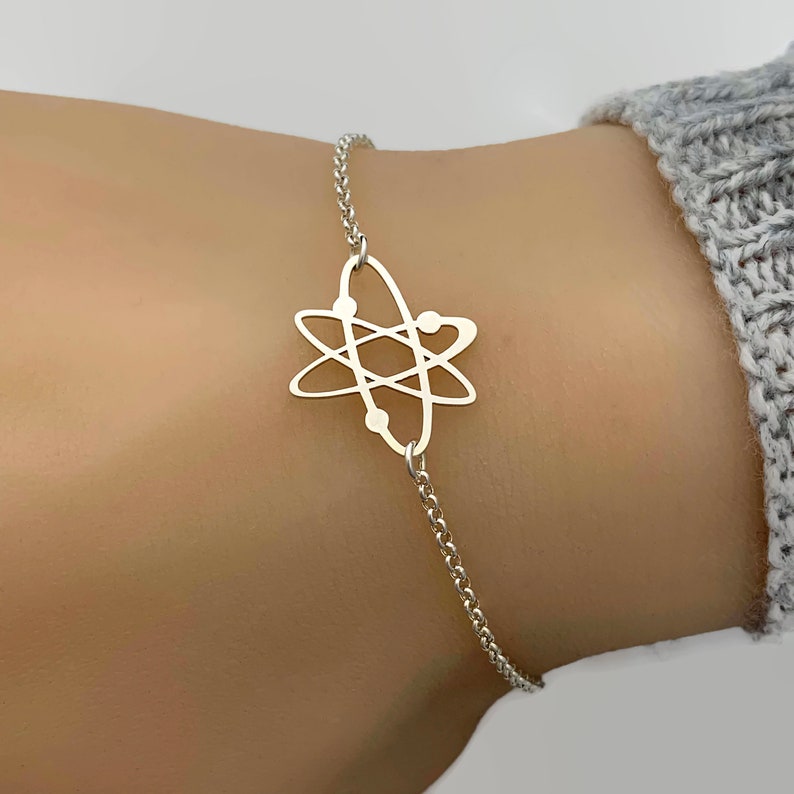 Sterling Silver Atom Bracelet Science Jewellery Chemistry Etsy UK