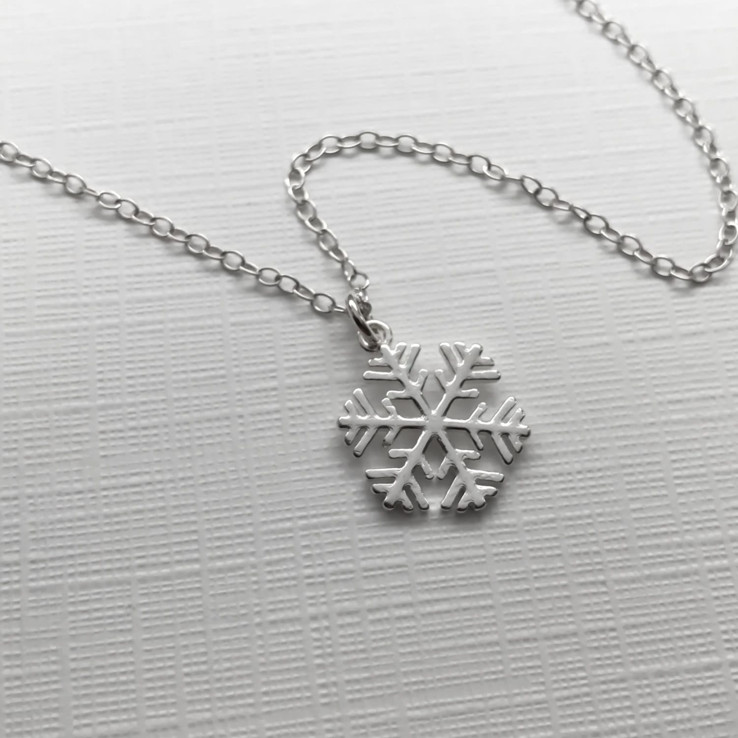 Snowflake Necklace in Sterling Silver - Winter Wedding