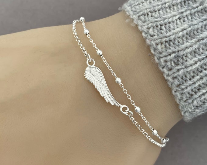 Sterling Silver Angel Wing Bracelet Etsy