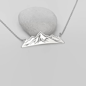 Sterling Silver Mountain Range Necklace, Wanderlust, Nature Necklace, Climbing Necklace image 1