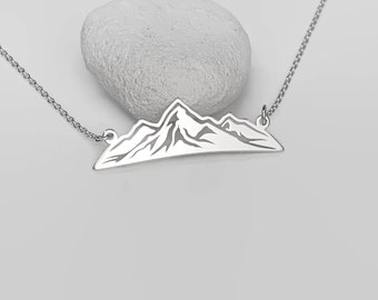 Sterling Silver Mountain Range Necklace, Wanderlust, Nature Necklace, Climbing Necklace