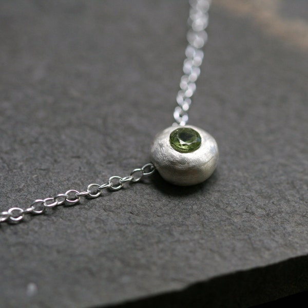 Peridot Sterling Silver Dot Necklace - August Birthstone