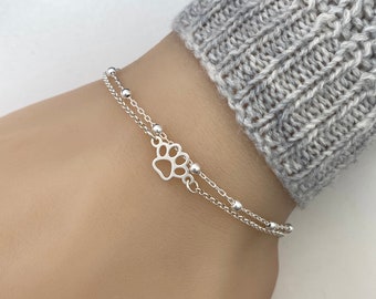 Sterling Silver Paw Bracelet, Silver bracelet, Tiny Paw Bracelet, Paw jewelry