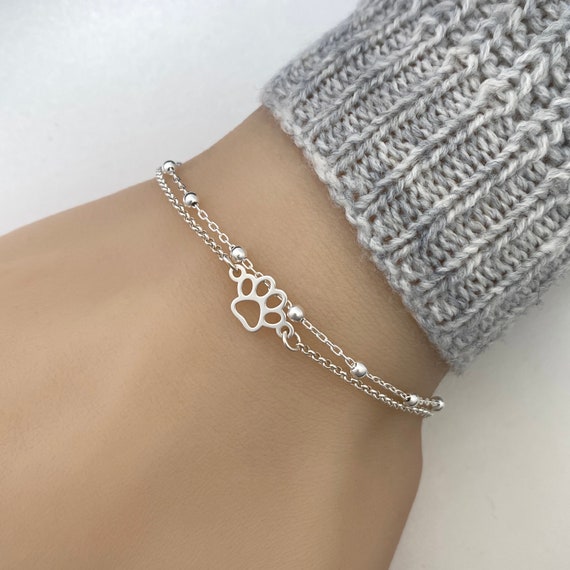 Sterling Silver Paw Bracelet Silver Bracelet Tiny Paw Bracelet