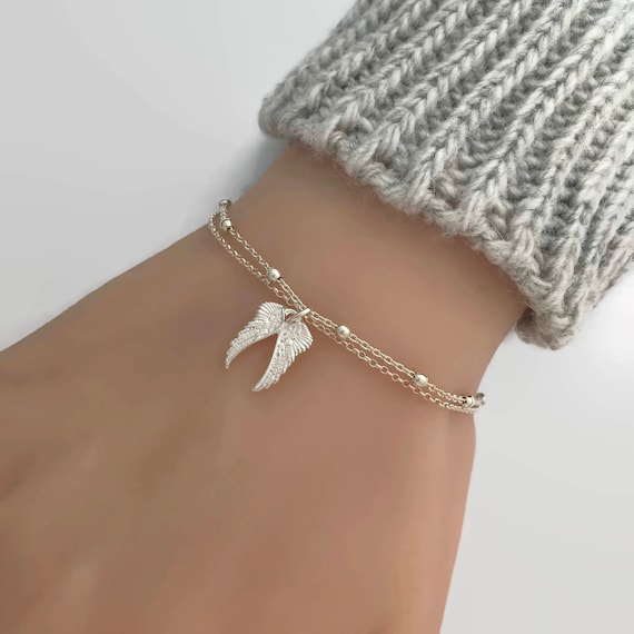 925 Silver Angel Wings Charm Bracelet With Love Bracelet Beads And