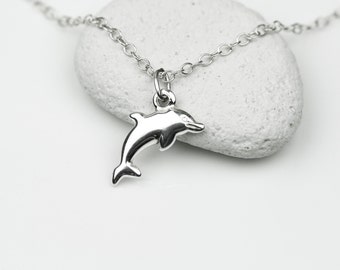 Tiny Dolphin Necklace in Sterling Silver