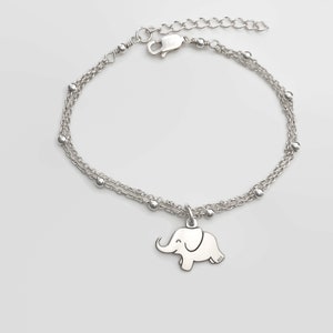 Silver Lucky Baby Elephant Bracelet, Adjustable Personalized Elephant Bracelet in Sterling Silver Personalized gift Elephant only