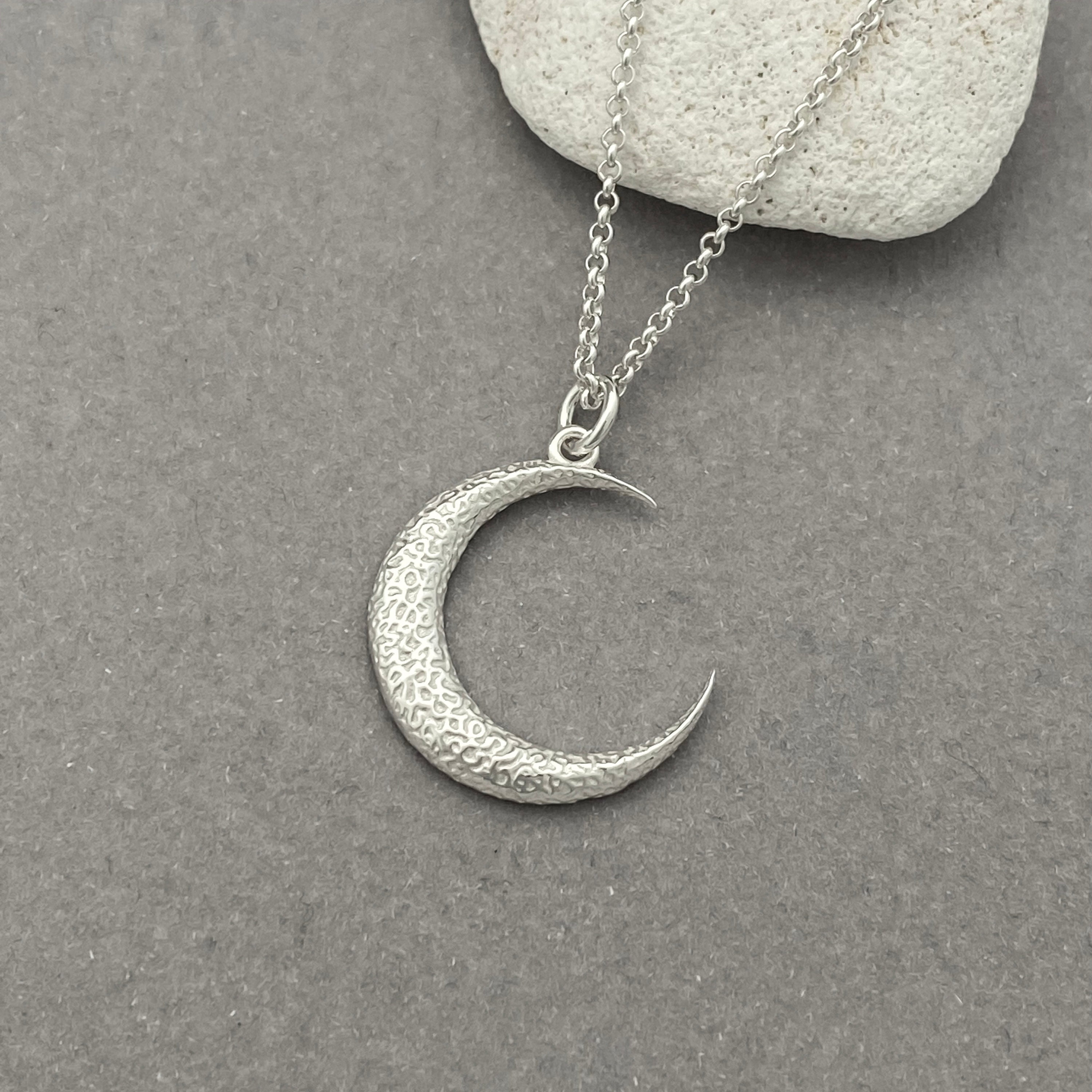 Sterling Silver Moon Necklace - Etsy