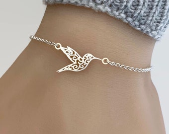 Pulsera de plata de ley con colibrí