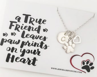 Personalized Paw Necklace, Sterling silver paw print necklace, Dog paw necklace, Pet memorial, Dog memorial, Dog lover gift