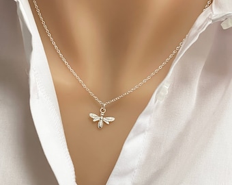 Tiny Bee Sterling Silver Necklace