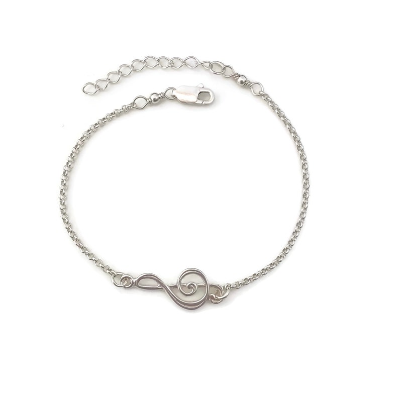 Adjustable Treble Clef Bracelet in Sterling Silver