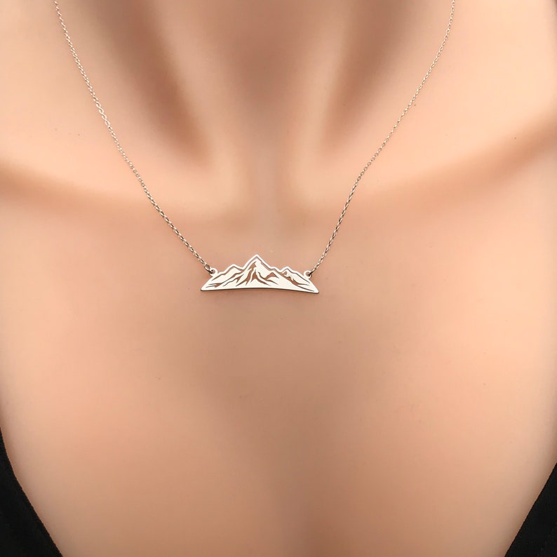 Sterling Silver Mountain Range Necklace, Wanderlust, Nature Necklace, Climbing Necklace image 9