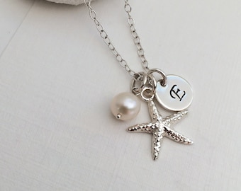 Personalized Starfish Necklace in Sterling Silver