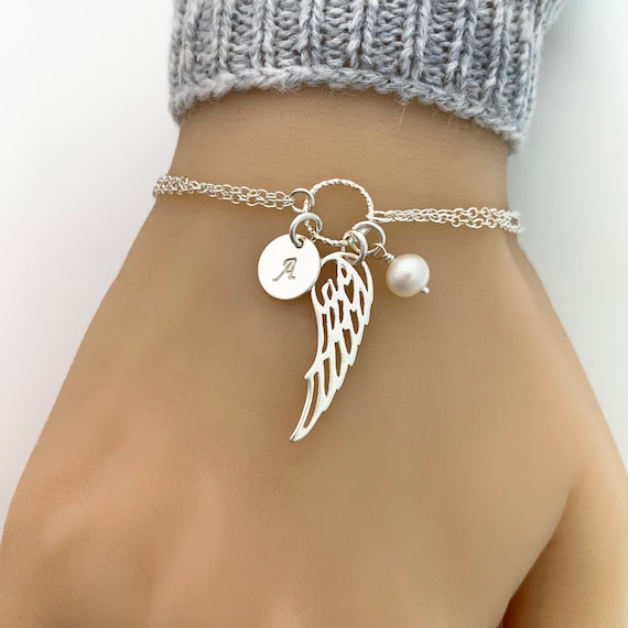 Jewellery Bracelets Charm Bracelets Sterling Silver Angel Wing & Swarovski Charm Bracelet 