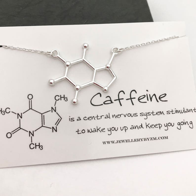 Sterling Silver Caffeine Bracelet Caffeine Molecule Chemistry Jewellery Science Jewellery
