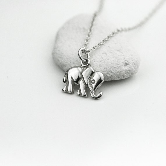 Sterling Silver Elephant Necklace Etsy