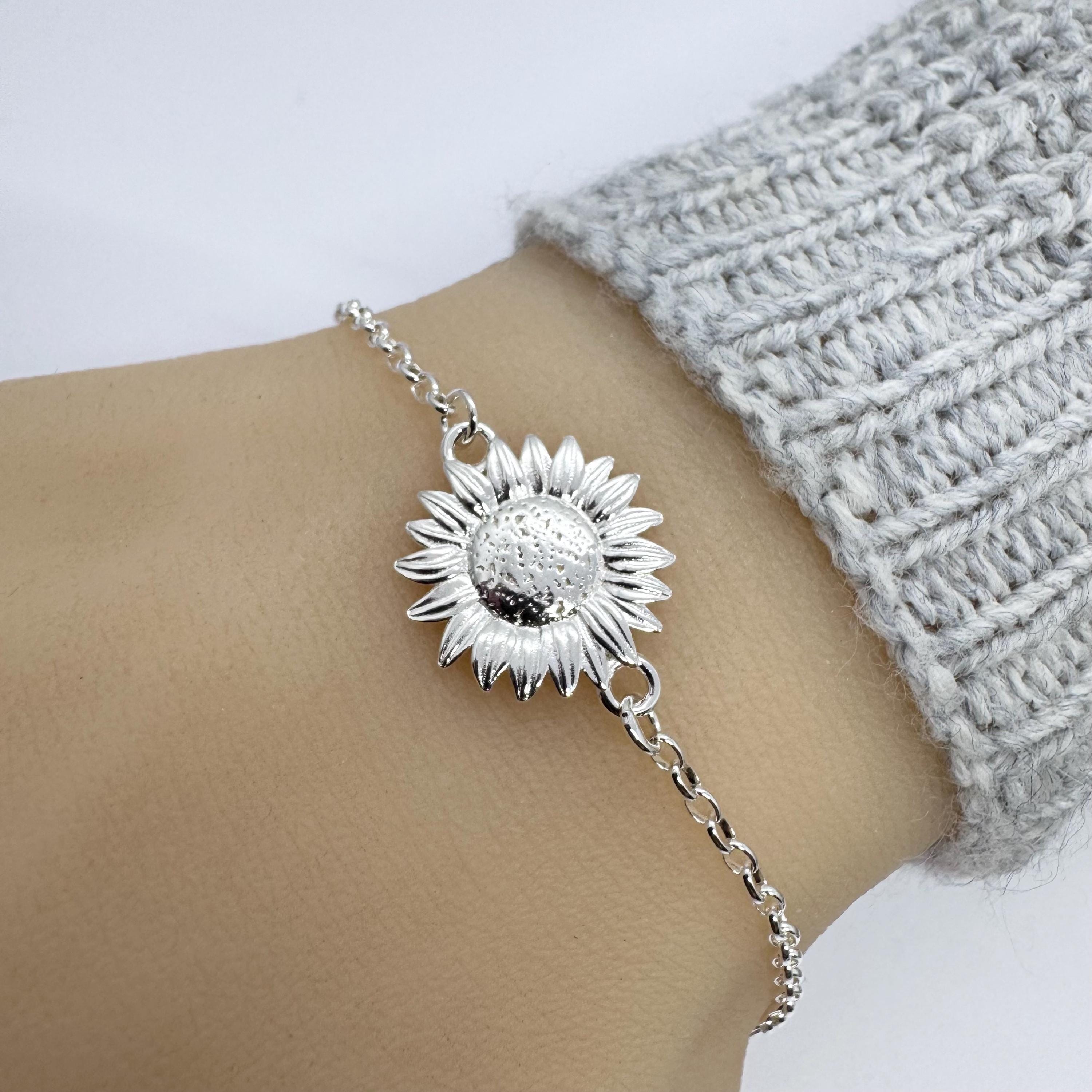 最適な価格 Sterling Silver Sunflower Bracelet - Etsy アクセサリー