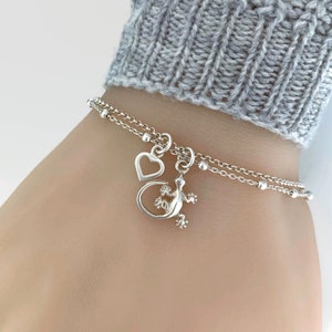 Sterling Silver Gecko Bracelet, Silver bracelet, Lizard Bracelet, Gecko jewelry