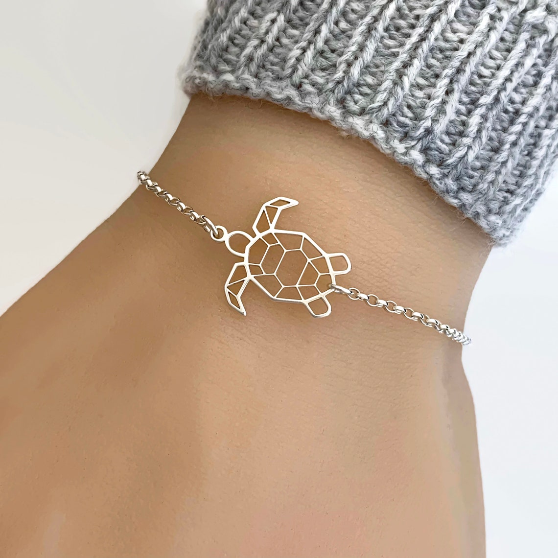 Sterling Silver Turtle Bracelet Adjustable Tortoise Bracelet Etsy UK