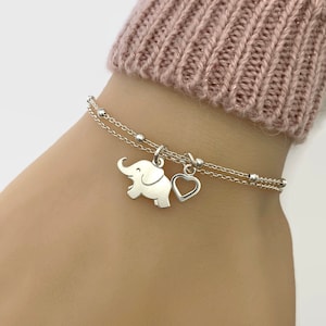 Silver Lucky Baby Elephant Bracelet, Adjustable Personalized Elephant Bracelet in Sterling Silver Personalized gift image 5