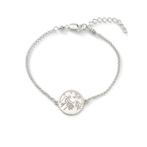 Sterling Silver Mountain Bracelet, Adjustable bracelet, Travel jewellery gift, Graduation gift, Wanderlust, Silver bracelet, Adventure image 2