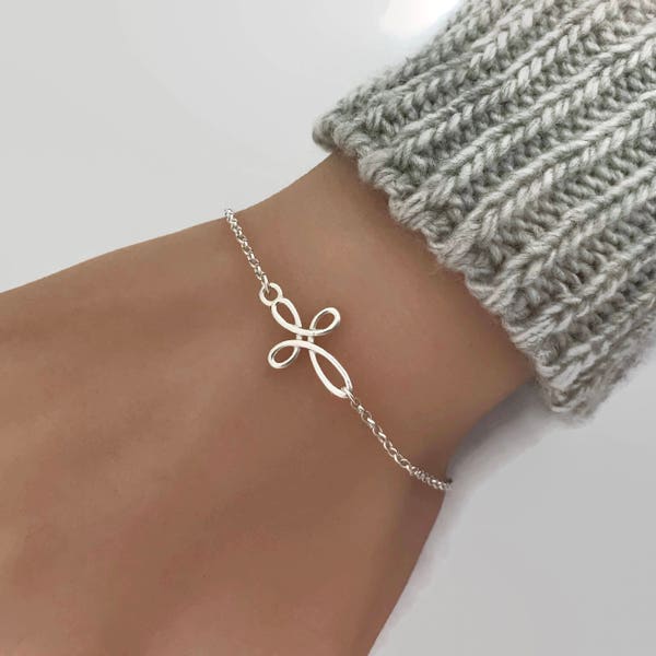 Sterling Silver Infinity Cross Bracelet - Adjustable Bracelet, Infinity bracelet, Silver bracelet, Infinity Cross bracelet, Eternity Cross