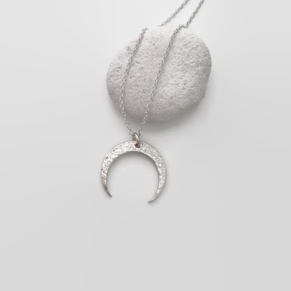 ◆STONEHENgE◆ Silver Moon Necklace SC25A28E SCE-25A28E-NSWC 3D Moon Sterling Silver Necklace - TBJOUX Sterling Silver