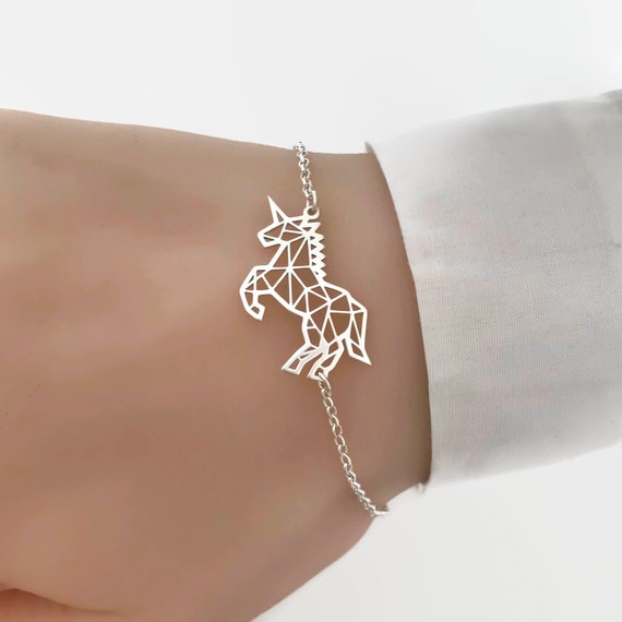 Unicorn Bracelet, Sterling Silver Origami Unicorn Bracelet, Geometric  Bracelet, Origami Bracelet, Silver Unicorn Bracelet, Silver Unicorn 