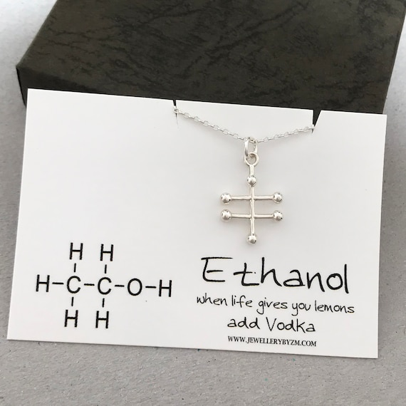 Sterling Silver Ethanol Molecule Necklace – Science Jewelry
