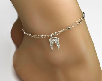 YFN Pulsera De Alas De ángel De Plata De Ley 925 Con Alas De ángel De La Guarda, Pulseras De Corazón Para Mujer, Regalos De Joyería