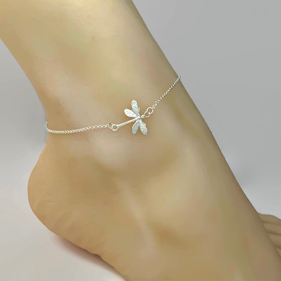 Sterling silver dragonfly anklet deals