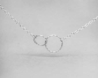 Two Entwined Circles Sterling Silver Necklace - Infinity Necklace - Karma Necklace