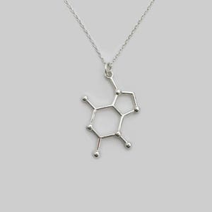 Sterling Silver Chocolate Necklace - Chocolate Molecule, Science Jewellery, Chemistry Jewellery, Theobromine molecule, Molecule necklace image 4